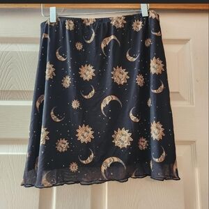 Black and Gold Celestial Print Skirt